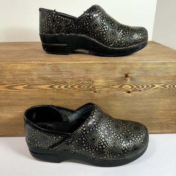 Dansko XP Floral Clogs Staples Sz 38 Metallic Professional Nurse Comfort Shoes - Picture 2 of 10